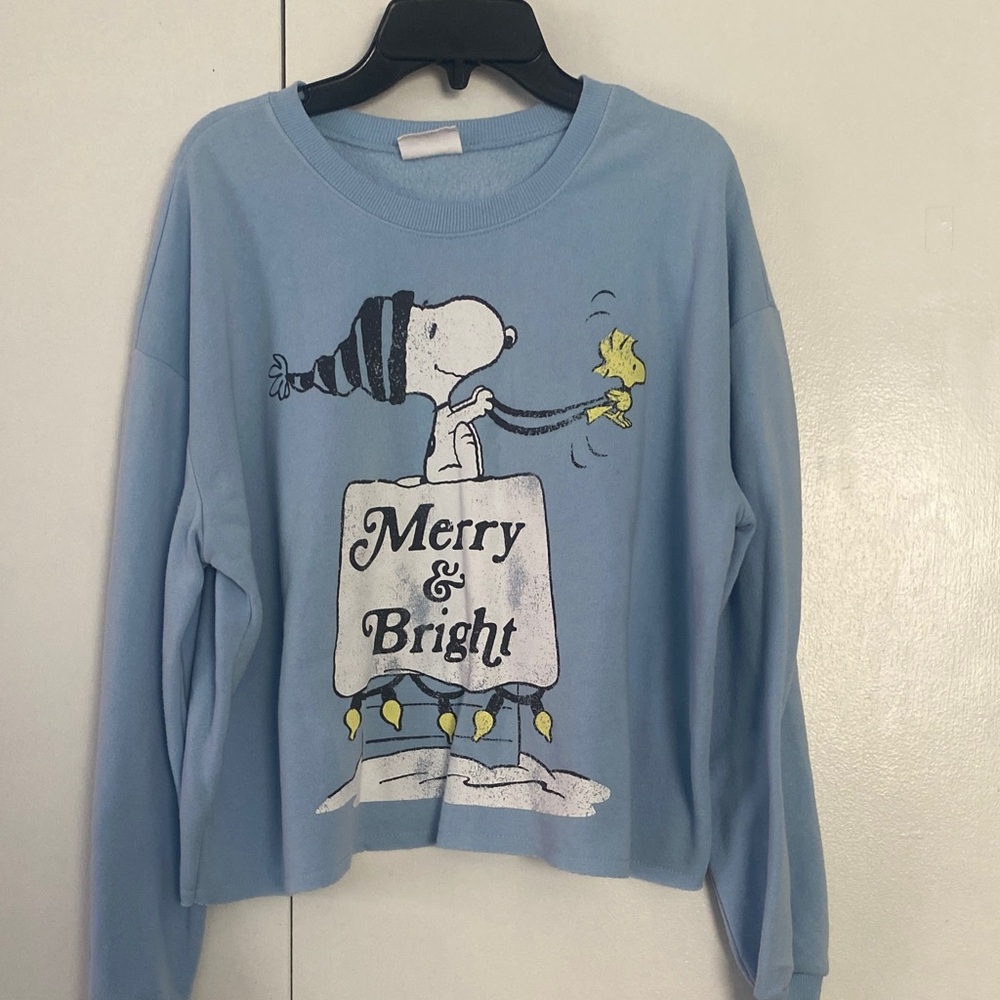 Peanuts Light Blue Snoopy Graphic Oversized Sweatshirt